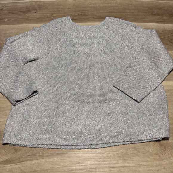 J.Jill Metallic Knit Sweater Womens XL Tall Silver Shimmer Sunburst SSW330293 - Picture 9 of 12